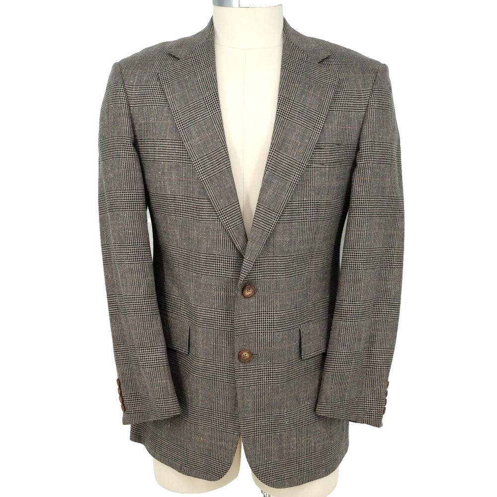 Chaps Ralph Lauren Sport Coat Mens 42L Gray Glen Plaid Jacket Blazer Vintage